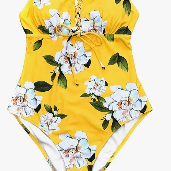 Yellow Floral Swimsuit - Picture 6 of 6